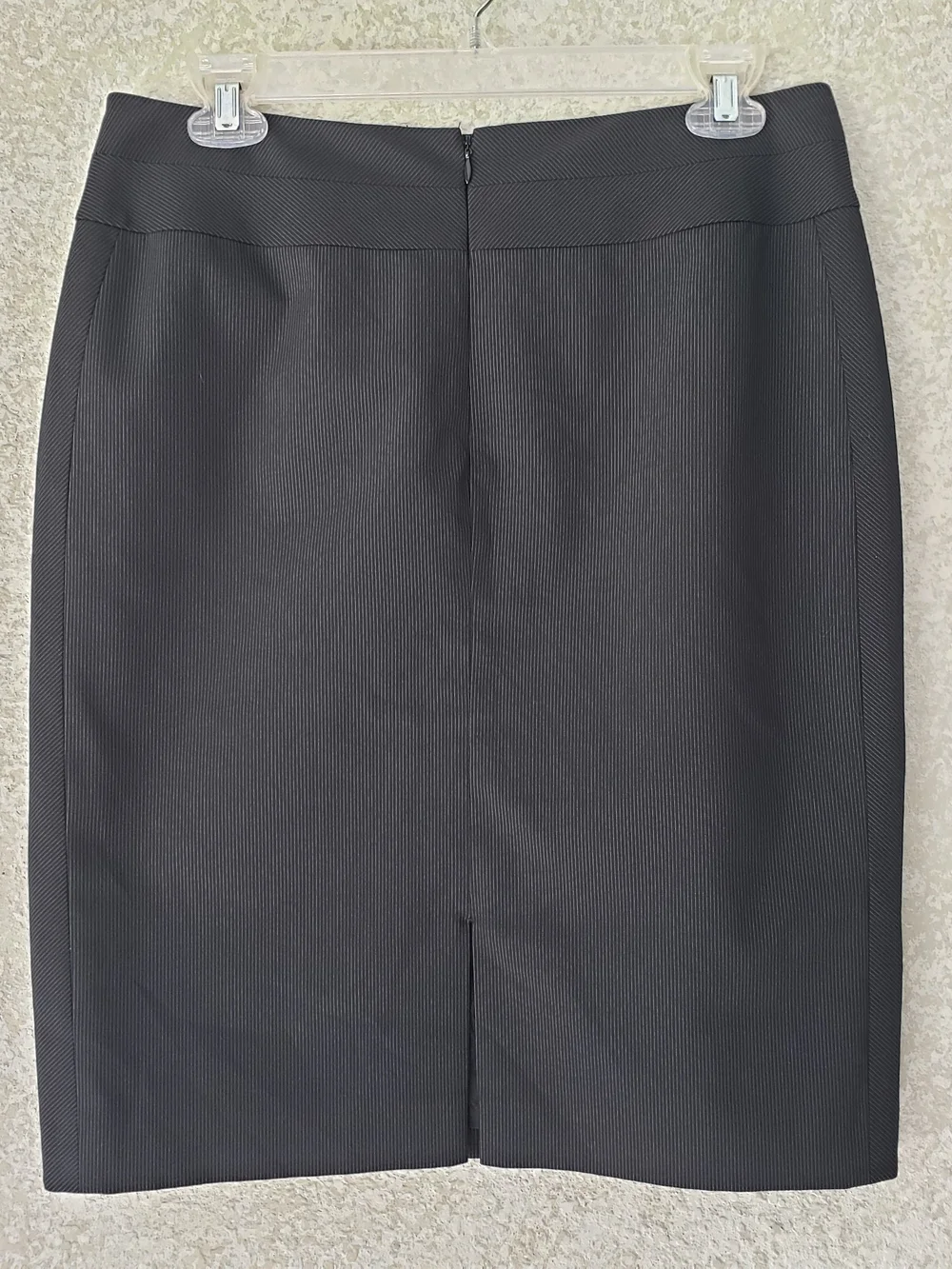 ANTONIO‎ MELANI Black Pencil Skirt Striped Lined  Size 8 Back Slit